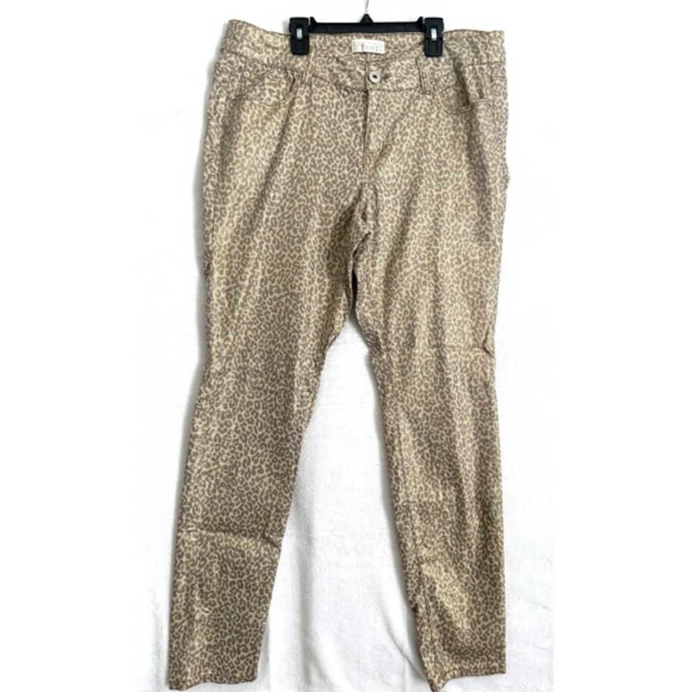 Forever‎ 21 Plus Gold Leopard Print Skinny Jeans Stretch SZ 14 Animal Print Gold